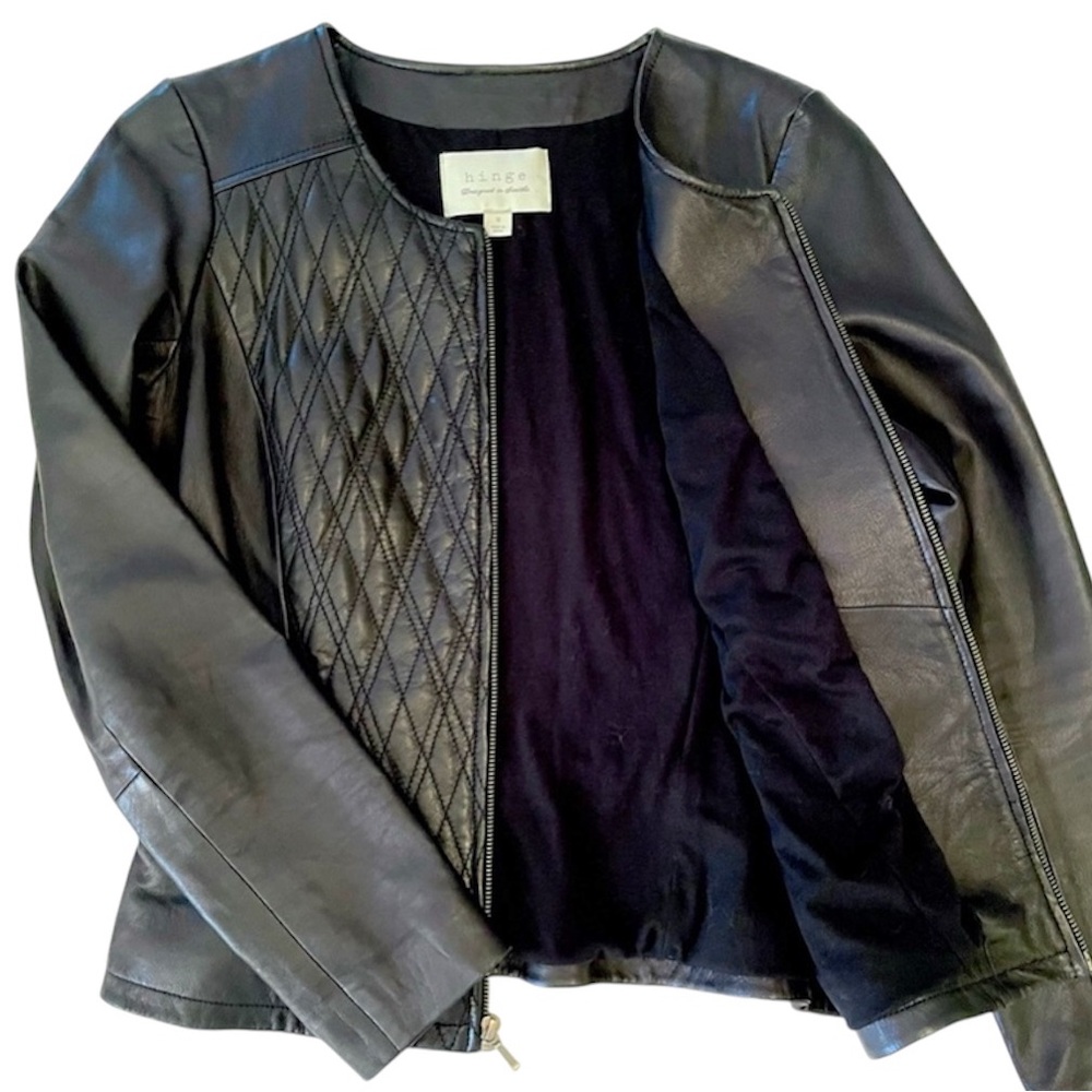 Nordstrom Hinge 100% Leather Jacket Black - Picture 9 of 12